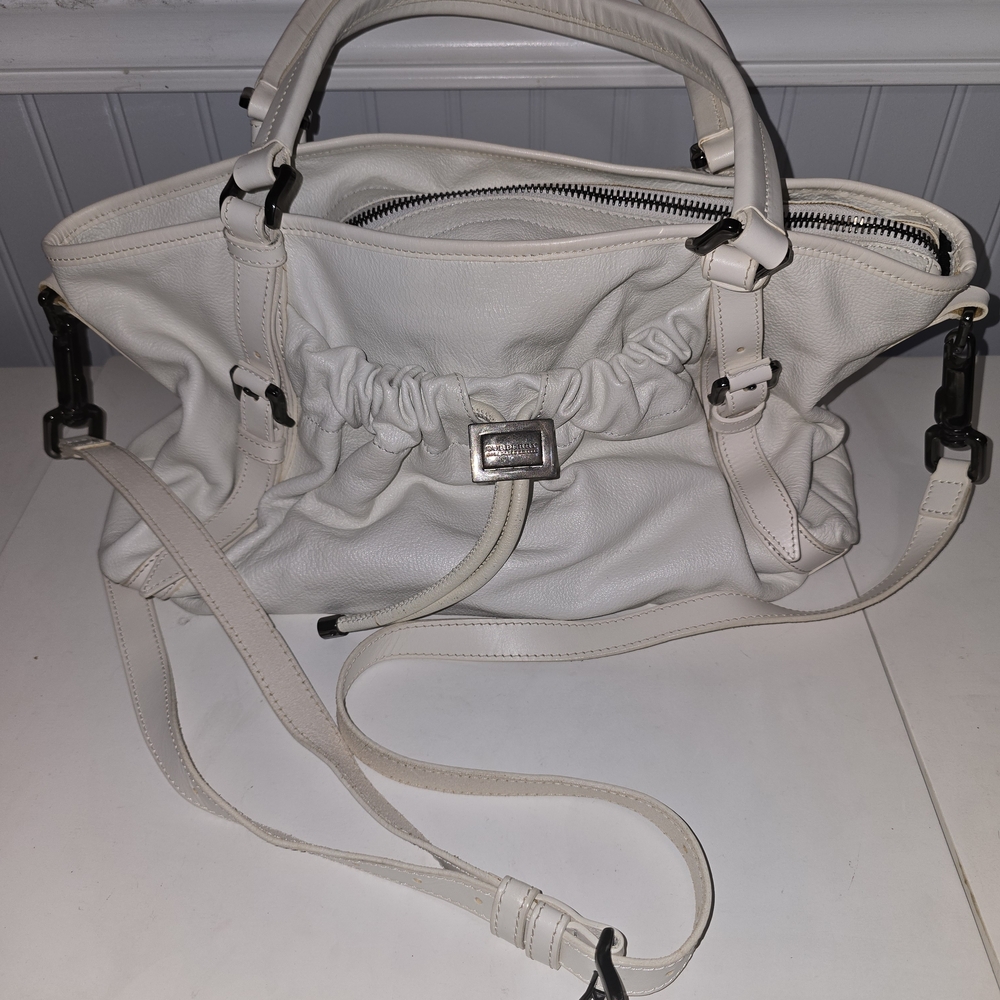 Burberry Elegant White Leather Handbag Satchel